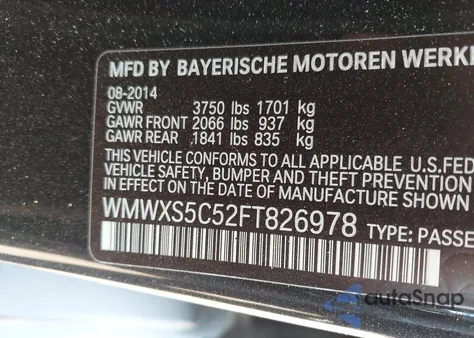 2015 Mini Hardtop Cooper z USA, uszkodzony, nr VIN WMWXS5C52FT826978